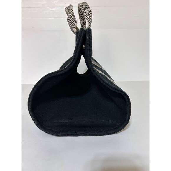 HERMES Cannes MM Tote Bag Hand Bag Canvas Black x Beige w/ Pouch Authentic - Picture 6 of 16